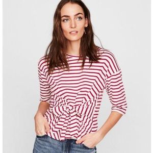 Express One Eleven Tie Waist Striped Top
